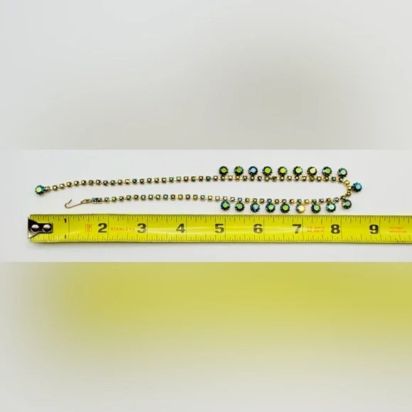 Vintage-Style GT & Blue Aurora Borealis Crystal Rhinestone Necklace by Alexa Rae - Picture 6 of 7